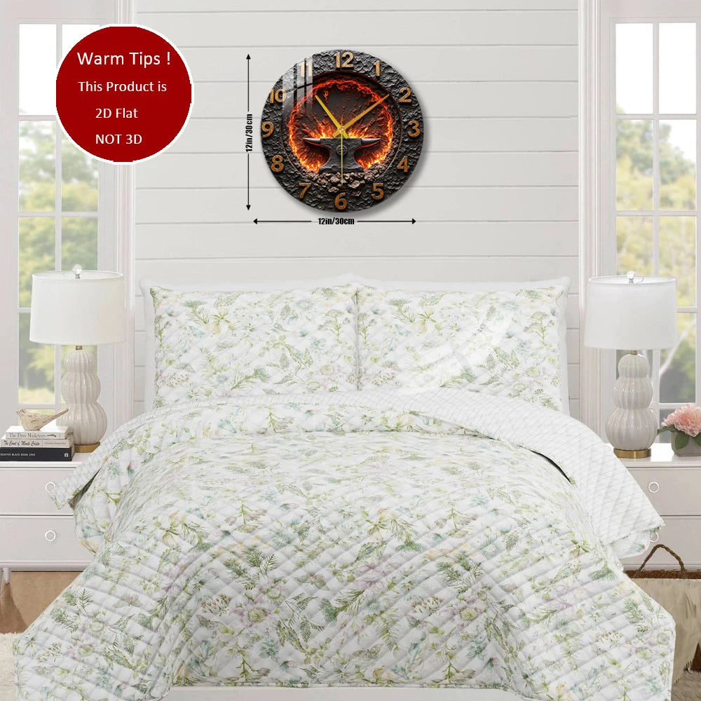 Tempered Glass Wall Clock Clock With Anvil Lava Fire Suitable For Wall Decor or Tabletop Display Anywhere