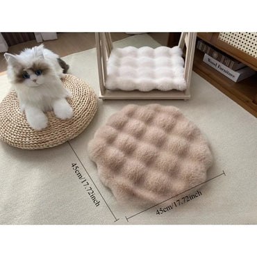 Rabbit Plush Cat Nest Cushion Doghouse Sleep Round Seat Cushion Pet Bed Sleep Wool Pad Autumn and Winter Warm Cat Floor Mat