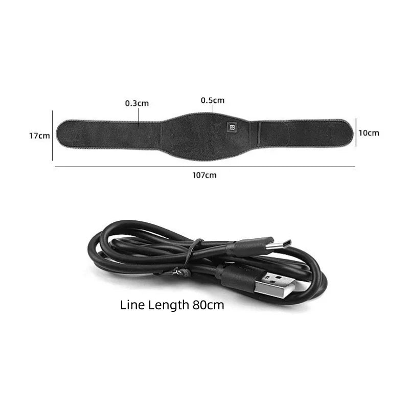 Electric Heated Waist Support Brace Pain Relief Lumbar Heating Pad USB Charging Magnetic Therapy Back Waist Belt Massage Band