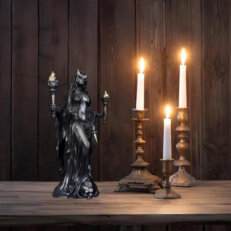 Hecate Nikripolos Sculpture | Night Witch & Underworld Light Messenger with Hounds Living Room Desktop Resin Crafts Ornaments