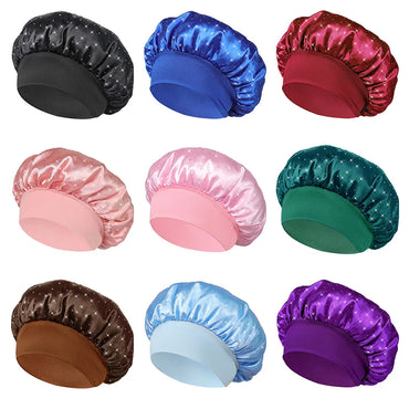 Full Rhinestone Wide Band Bonnet Satin Night Sleep Hat Hair Care Turban Bandanas Cap Headwrap Salon Shower Makeup Headband