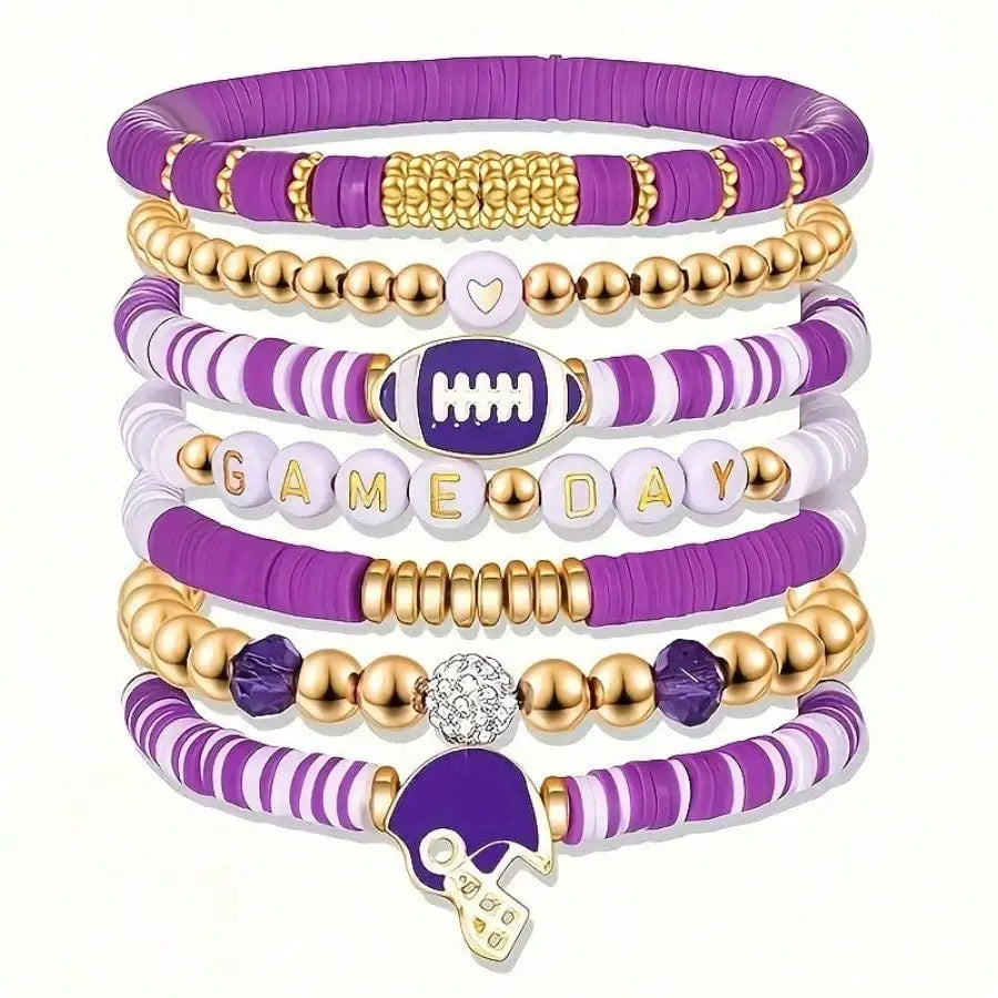 Low allergy football bead stackable bracelet set, perfect for daily wear and gatherings in autumn and winter, girlfriend gift