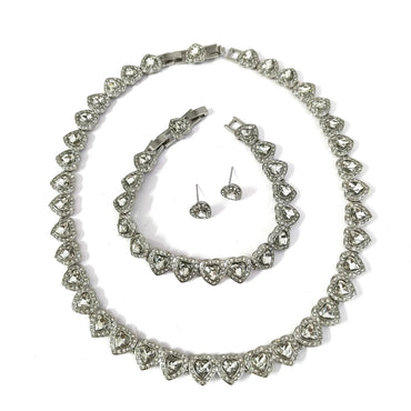 Hot Sale Good Brand Silver Color Tennis Heart-shaped sw Necklace Women's Romantic Luxury Jewelry Gifts Set
