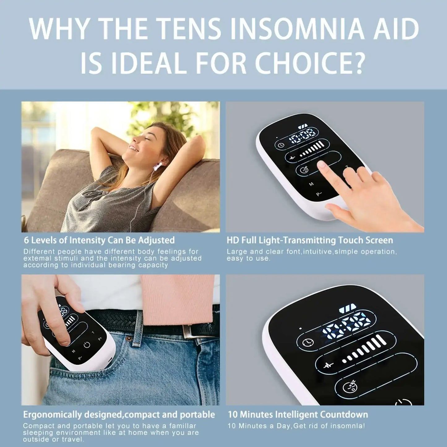 Sleep Aid Device For Insomnia CES Stimulation Therapy Ear Clip Type Touchscreen Fast Sleeping Instrument Stress Pressure Anxiet