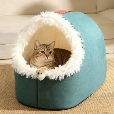 Pet House for Small Dog Cat Bed House Portable Enclosed Plush Pet Kitten Nest Winter Warm Soft Pet Cave Kennel Deep Sleep Sofa