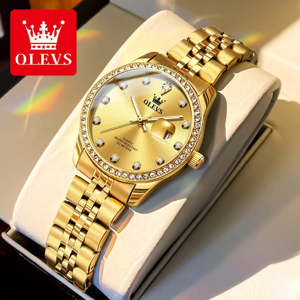 OLEVS 3629 Top Luxury Brand Women Watch Classic Business Calendar Waterproof Luminous Watch Elegant Diamond Women Quartz Watch