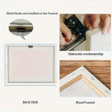 1pc Wooden Framed Canvas Painting winter landscape watercolor painting cottagecore print, vintage christmas wall art winter home