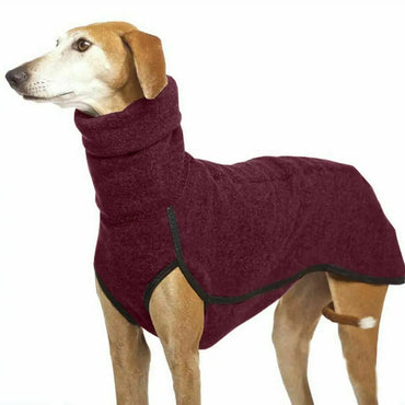 Greyhound Pitbull Winter Dog Coat - High Collar Warm Pet Hoodie, Harness Vest Integrated Thick Sweater Jacket for Large Dogs