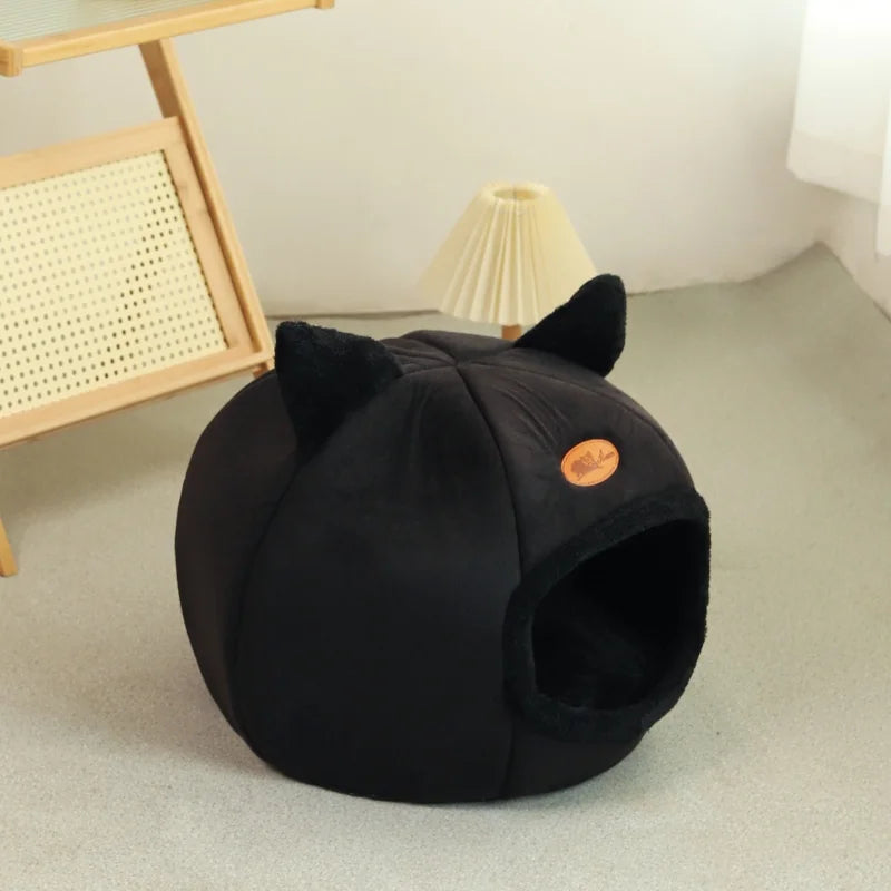 BOOTEELY Black New Deep Sleep Comfortable Winter Cat bed Small mat Basket Puppy House products Pet tent Comfortable Cave