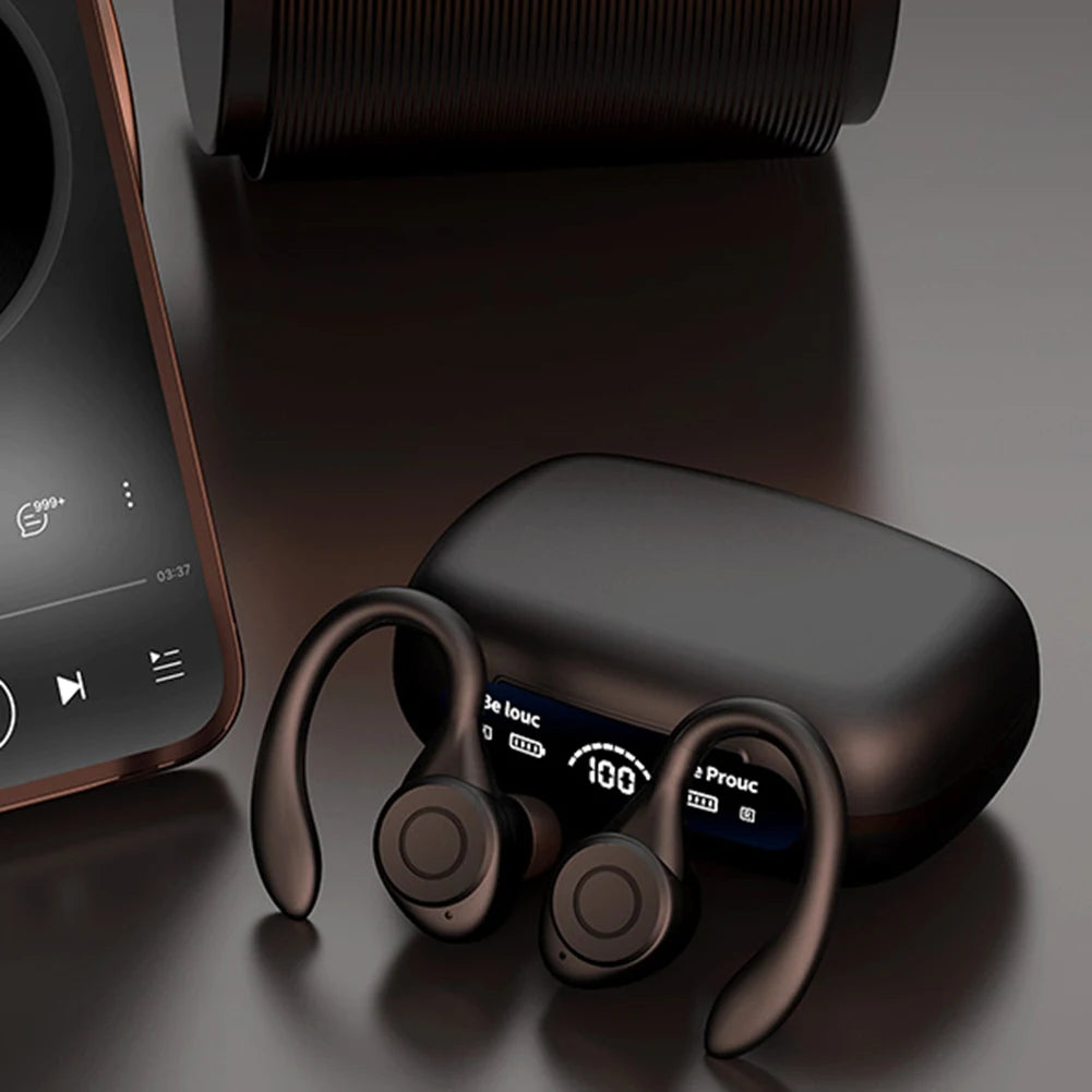 Wireless Headset Ear Hook Noise Reduction TWS Earphones Bluetooth-Compatible5.3 Power Display Comfortable Sports Gaming Earbuds