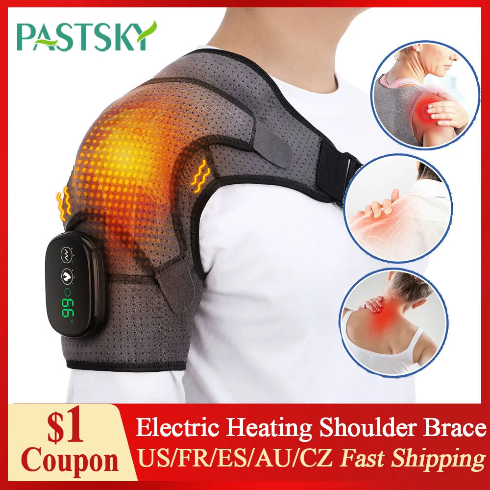 Electric Heating Shoulder Brace LED Display Vibration Shoulder Massage Support Belt Strap For Joint Brace Care Muscle Relaxation