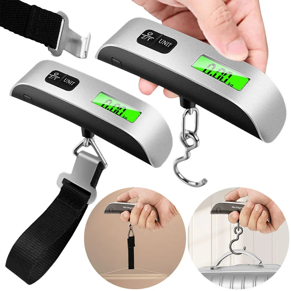 50kg/110lb Portable Digital Luggage Weight Scale LCD Display Balance Baggage Weight Tool Portable Suitcase Travel Weighs