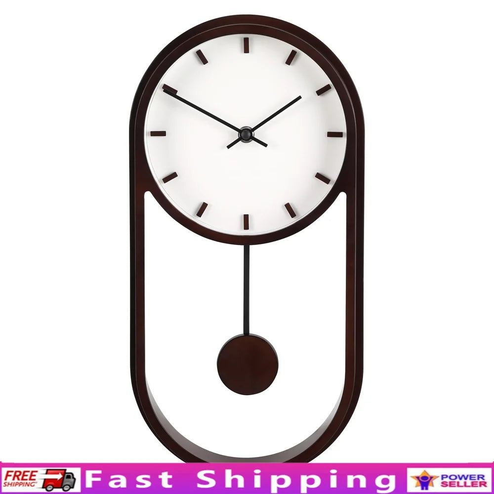 Indoor Pendulum Clock Quartz Modern Wall Clock Easy Hang Contemporary Design Durable Glass Lens Analog Timepiece Battery Powered