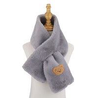 Winter Women Plush Scarf Soft Faux Rabbit Fur Snood Scarves Solid Color Neck Collar Cartoon Bear Girl Neckerchief Warmer Stuff