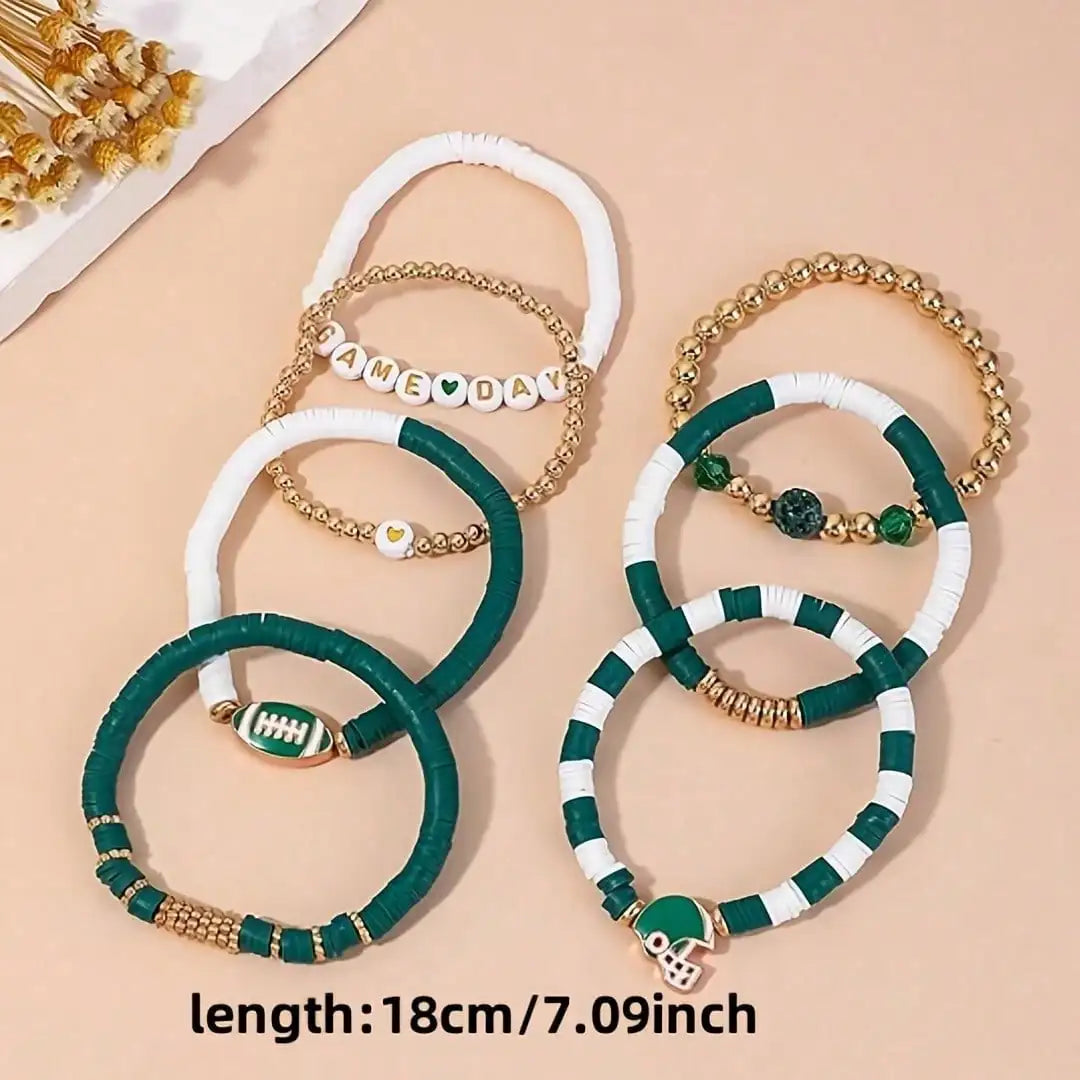 Low allergy football bead stackable bracelet set, perfect for daily wear and gatherings in autumn and winter, girlfriend gift