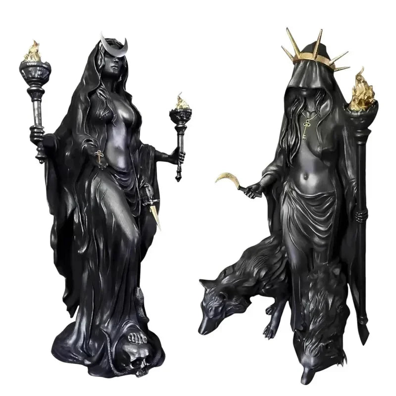 Hecate Nikripolos Sculpture | Night Witch & Underworld Light Messenger with Hounds Living Room Desktop Resin Crafts Ornaments