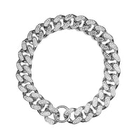 ABS Plastic Dog Collar Chain Diamond Inlay Sparkle Bulldog Necklace Cat Collars Pet Accessories Small Medium Large Dogs Golden