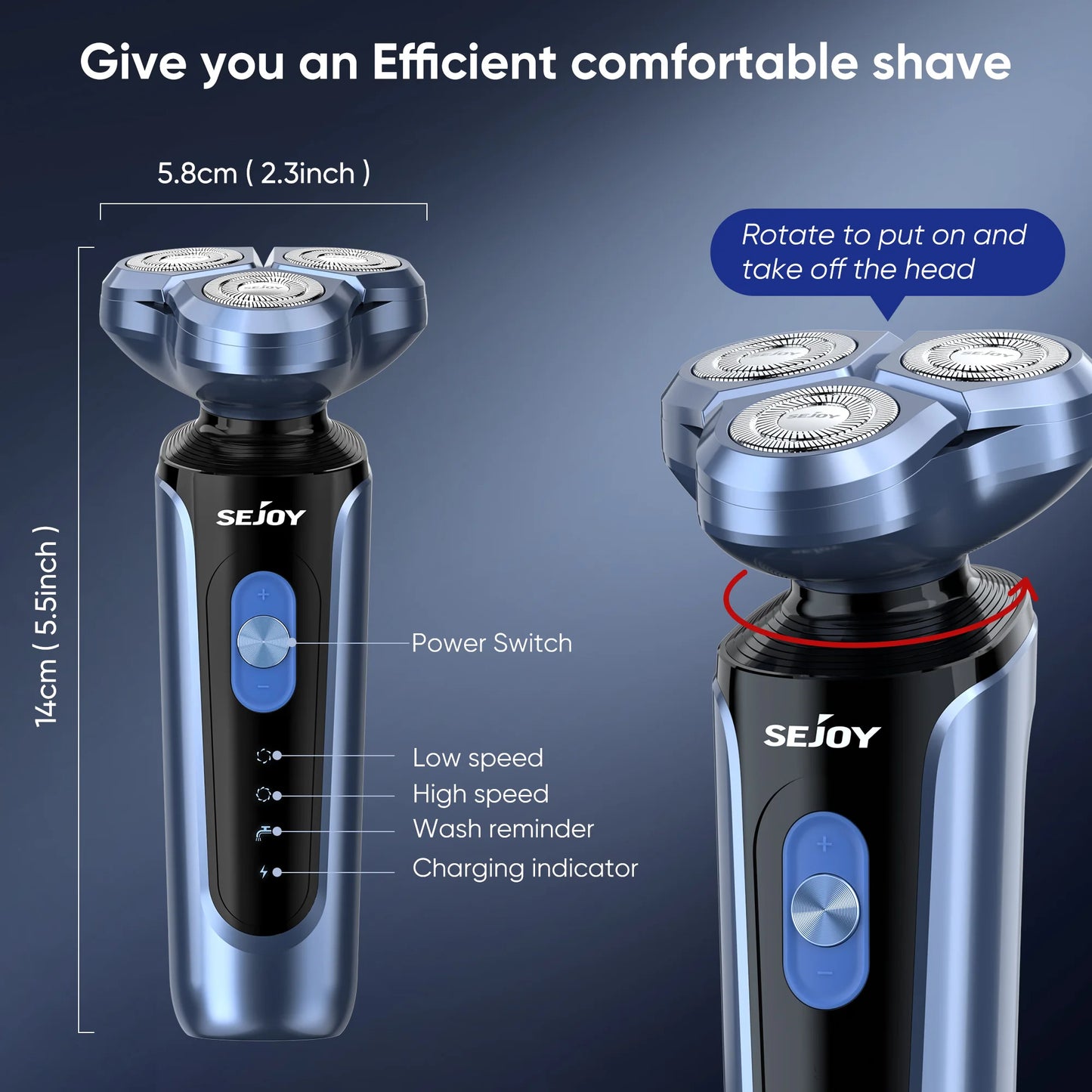 SEJOY Electric Shaver for Men,Hair Trimmer,Nose Hair Scissors,Facial Cleanser, Facial Massager Rechargeable Shaving Machine