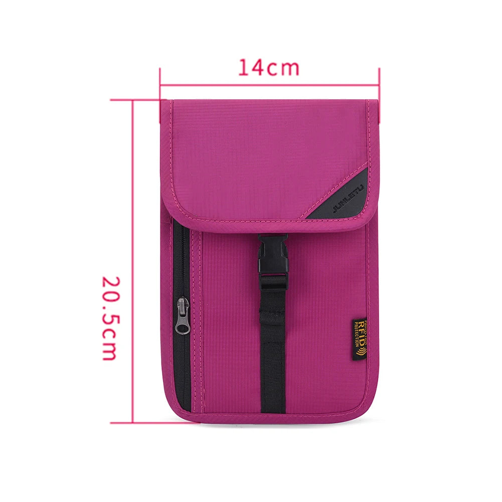 Waterproof Mini Travel Passport Holder Bag RFID ID Credit Card Neck Wallet Anti-theft Pouch Storage Organizer Crossbody Bags