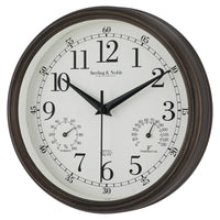 8.75 Inch Antique Bronze Indoor Outdoor Wall Clock with Thermometer Hygrometer Lightweight Durable Quartz Movement Analog Clock