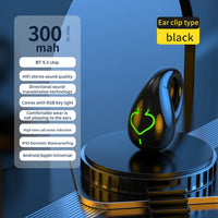 HIFI Stereo Wireless Headphones Bone Conduction Single Ear Clip Earphones IPX5 Waterproof Bluetooth-Compatible 5.3 Earbuds