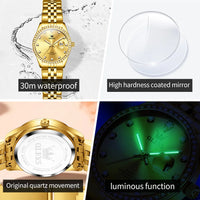 OLEVS 3629 Top Luxury Brand Women Watch Classic Business Calendar Waterproof Luminous Watch Elegant Diamond Women Quartz Watch