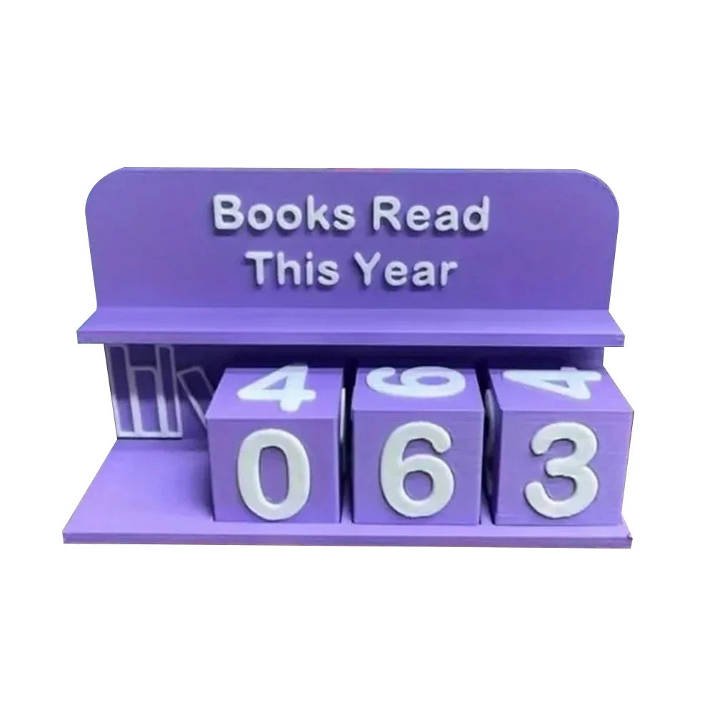 Books Read This Year Book Read Tracker 3D Printed Small Book Counter Wear Resist Library Decor Ornament Sign Up To 999 Books