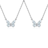 Blue Luminous Butterfly Necklace Bracelet Dainty Butterfly Pendant Necklace Silver Jewellery Set for Lover Friend
