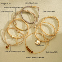 7Pcs/Set Bohemian Heart Beads Bracelets For Women Elegant Crystal Round Pendant Elastic Bracelets Set Fashion Party Jewelry Gift