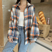 Versatile Button Trendy Outerwear 2026 Thickened Woolen Plaid Shirt Women Loose Mid-Length Autumn Winter New Blouse
