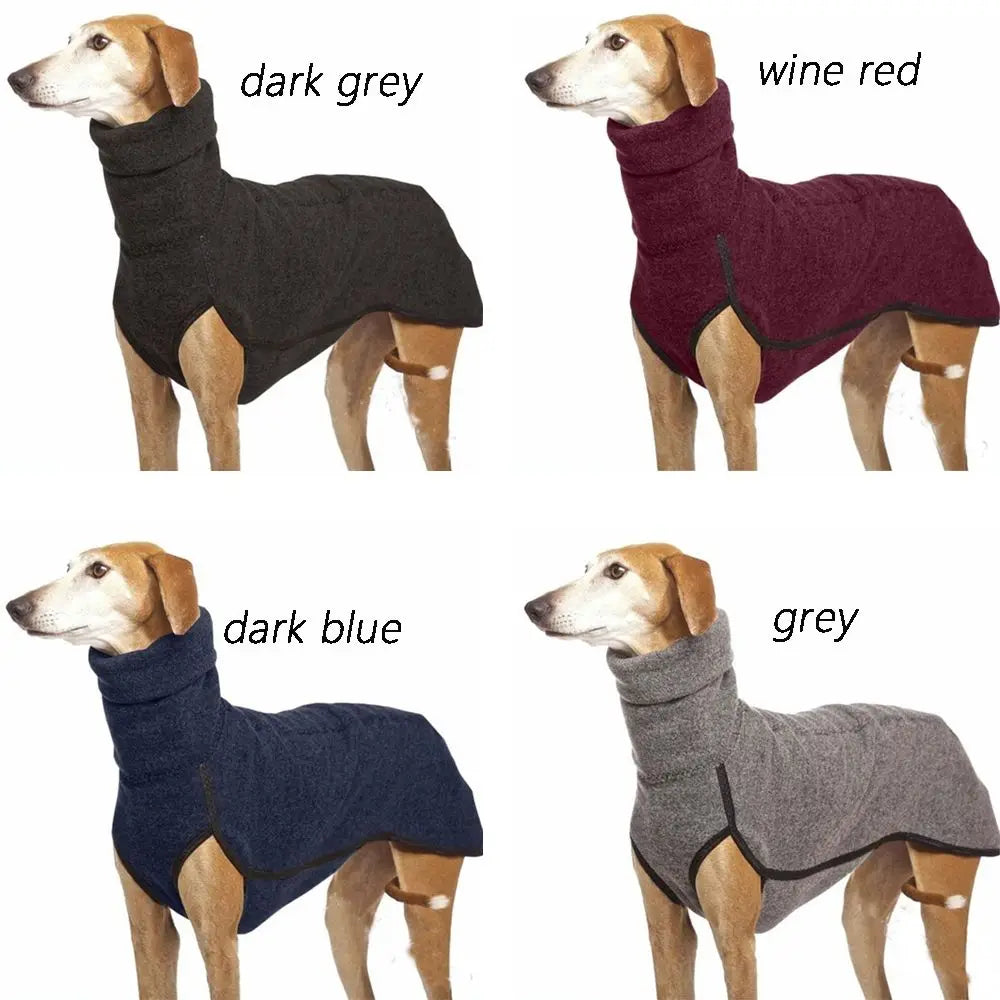 Greyhound Pitbull Winter Dog Coat - High Collar Warm Pet Hoodie, Harness Vest Integrated Thick Sweater Jacket for Large Dogs