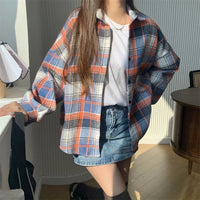 Versatile Button Trendy Outerwear 2026 Thickened Woolen Plaid Shirt Women Loose Mid-Length Autumn Winter New Blouse