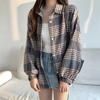 Versatile Button Trendy Outerwear 2026 Thickened Woolen Plaid Shirt Women Loose Mid-Length Autumn Winter New Blouse