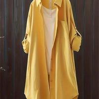 Casual Loose Oversized Shirt Linen Solid Long Shirts Korean Fashion Midi Shirts & Blouses Women Clothing Plus Size Tops