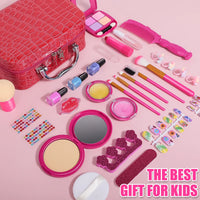 Kids Washable Makeup Kit for Girls - 28 PCS Real Makeup Set for Toddlers Children Princess Dress Up Toys for 3-12 Year Old Girls