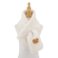 Winter Women Plush Scarf Soft Faux Rabbit Fur Snood Scarves Solid Color Neck Collar Cartoon Bear Girl Neckerchief Warmer Stuff
