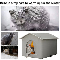 Feral Cat Shelter Weatherproof Stray Cat Shelter Feral Cat House for Winter Wild Animal Tent Bed for Small Dog Puppy Supplies