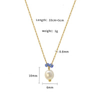 French Baroque Color Fading Blue Stone Pearl Necklace Autumn and Winter 316 Material Necklace Water Drop Female Clavicle Chain