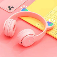 Gaming Headset Glow Light Bluetooth-Compatible Helmets Stereo Bass Over-Ear Headsets Cute Sports Headphones for Kids and Adult