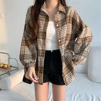 Versatile Button Trendy Outerwear 2026 Thickened Woolen Plaid Shirt Women Loose Mid-Length Autumn Winter New Blouse