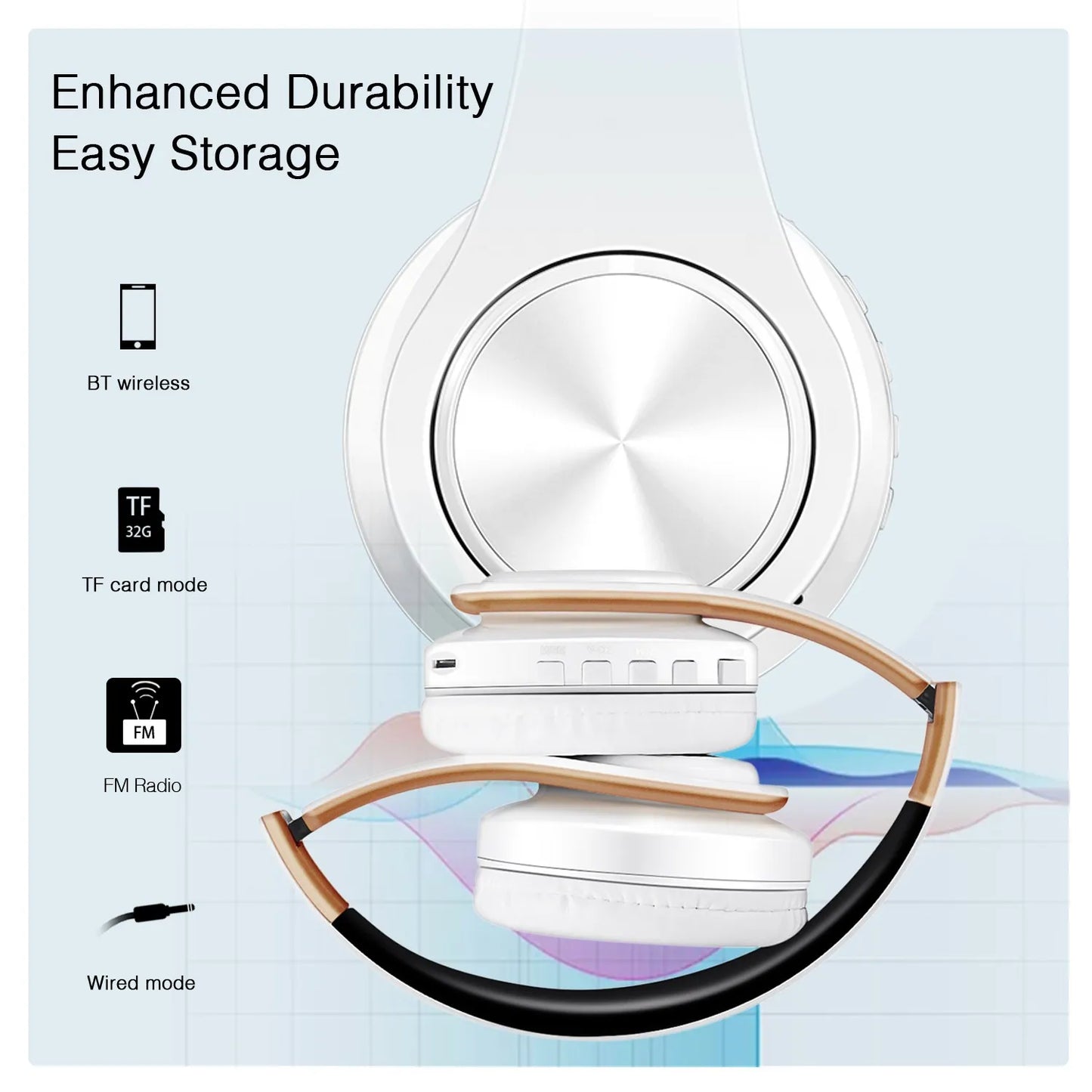 Stereo Wireless Headphones Bluetooth Headset with Mic SD Card Slot for Girls - Samsung Sport Style - 20 Hours Playtime