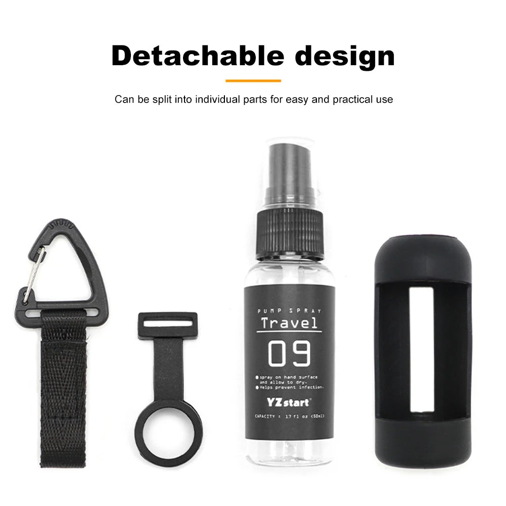 50ml Mini Fine Mist Spray BottlesTravel Bottle with Tactical Hook Strap Refillable Spray Bottle Alcohol Spray Bottle for Liquid