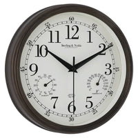 8.75 Inch Antique Bronze Indoor Outdoor Wall Clock with Thermometer Hygrometer Lightweight Durable Quartz Movement Analog Clock