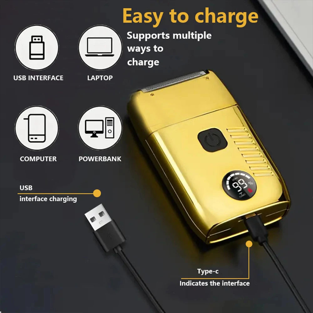 Electric Shaver for Men Waterproof Twin Blade Reciprocating Cordless Razor USB Rechargeable Shaving Machine Barber Trimmer