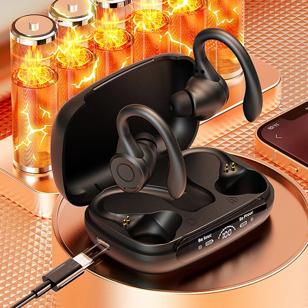 Wireless Headset Ear Hook Noise Reduction TWS Earphones Bluetooth-Compatible5.3 Power Display Comfortable Sports Gaming Earbuds