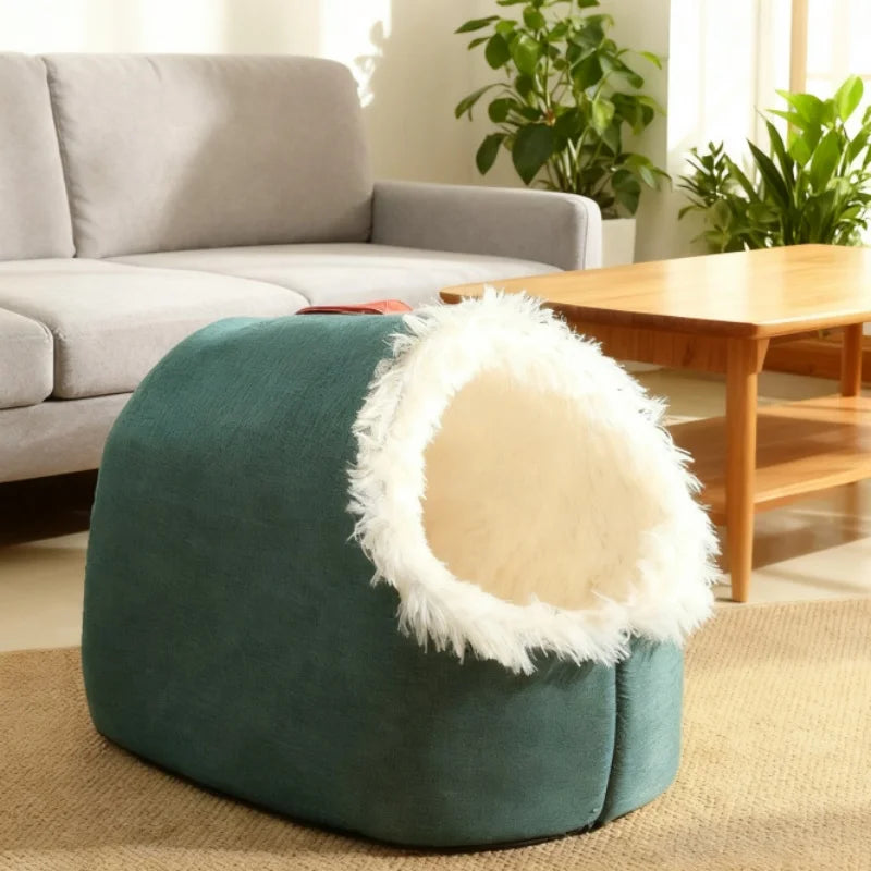Pet House for Small Dog Cat Bed House Portable Enclosed Plush Pet Kitten Nest Winter Warm Soft Pet Cave Kennel Deep Sleep Sofa
