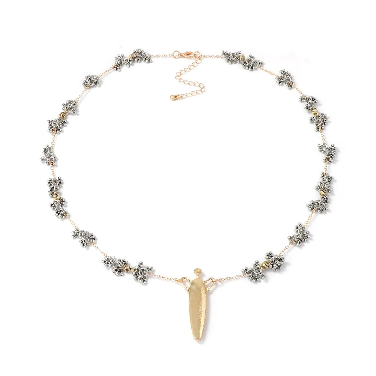 ZA Light Luxury Cold Wind Alloy Water Drop Pendant Unique Flower Chain Necklace Autumn and Winter Women's Models