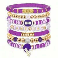 Low allergy football bead stackable bracelet set, perfect for daily wear and gatherings in autumn and winter, girlfriend gift