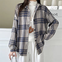 Versatile Button Trendy Outerwear 2026 Thickened Woolen Plaid Shirt Women Loose Mid-Length Autumn Winter New Blouse