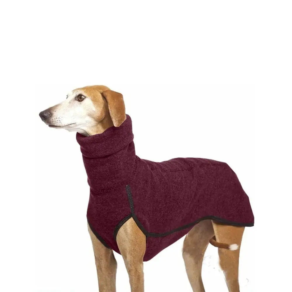 Greyhound Pitbull Winter Dog Coat - High Collar Warm Pet Hoodie, Harness Vest Integrated Thick Sweater Jacket for Large Dogs